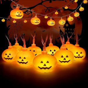 Guirnalda de luces de calabaza de Halloween, 17 pies, alimentadas por energía solar, 40 luces LED, luces Jack O Lantern, impermeables, decoraciones Guirnalda de luces de calabaza de Halloween, 17 pies, alimentadas por energía solar, 40 luces LED, luces Jack O Lantern, impermeables, decoraciones