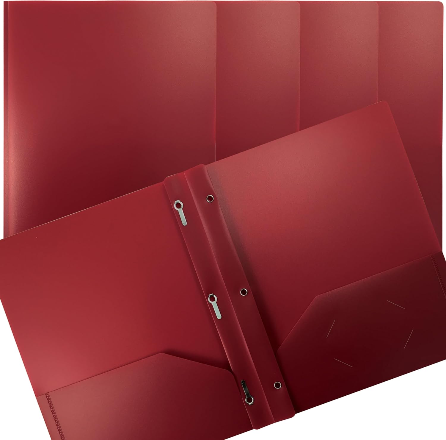 Better Office Products Carpetas de plástico burdeos con 2 bolsillos, paquete de 24 unidades, pesadas, carpetas de polietileno tamaño carta con 3