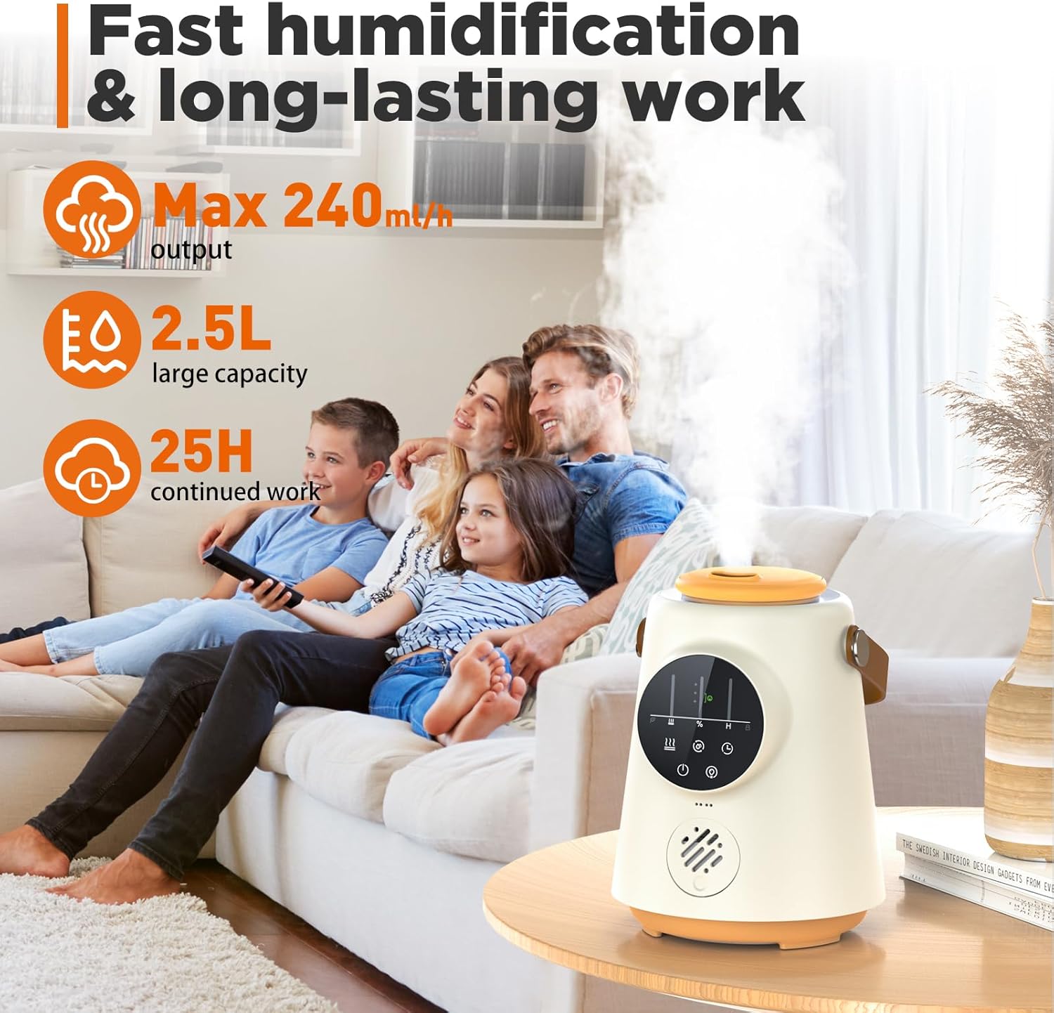 OJEPPA Humidificadores para dormitorio, humidificadores ultrasónicos de niebla fría de 2.5L para bebé, hogar, oficina, guardería y plantas,