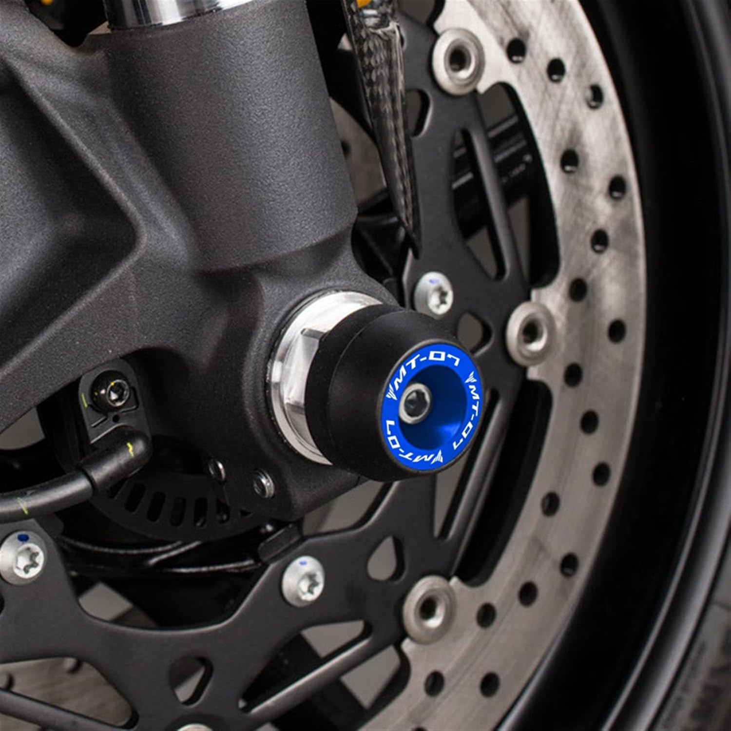 Para Yamaha MT-07 MT07 Tracer FZ-07 FZ07 XSR900 XSR700 Eje de rueda delantera trasera Horquilla Crash Slider Protección Pad Logo Motor (color  rueda
