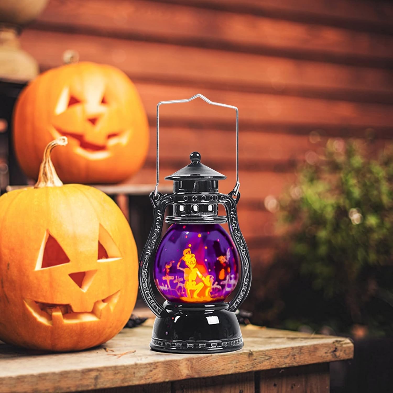 Lámpara portátil LED de Halloween, lámpara de aceite pequeña retro, decoración creativa de Halloween, lámpara LED sin llama. Lámpara de noche para