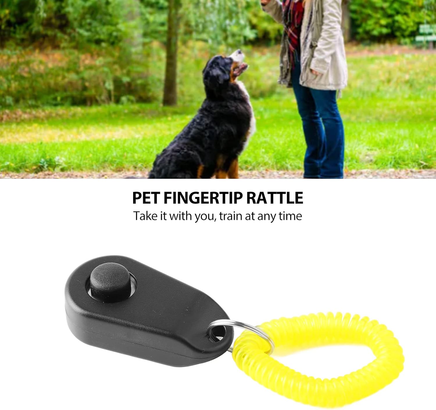 Clicker de entrenamiento para perros, duradero y ligero para entrenamiento de mascotas con anillo para el dedo y correa de muñeca, clicker para