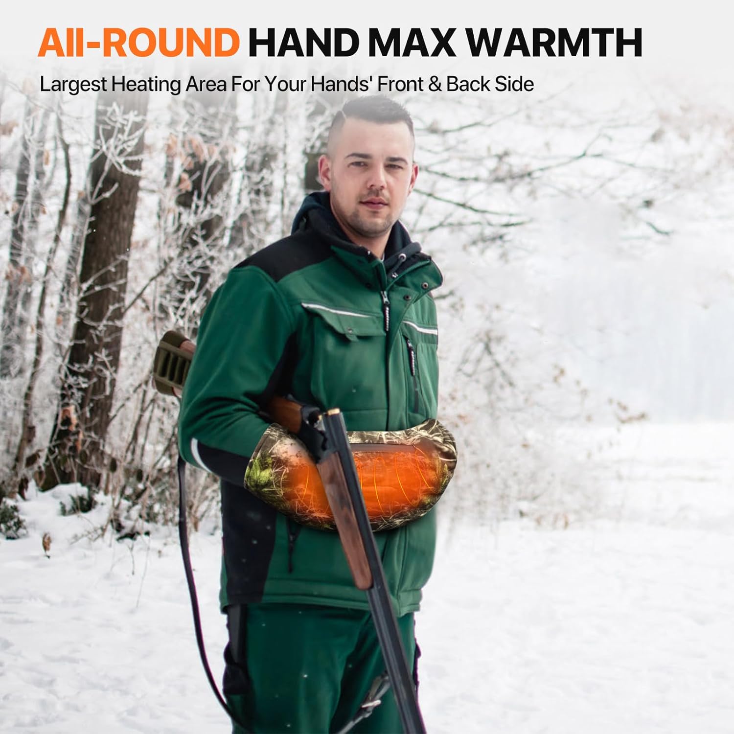SNOW DEER Heated Hand Muff with 7.4V Rechargeable Battery, Electric Hand Warmer Pouch for Hunting Golf Camping Winter Outdoor
