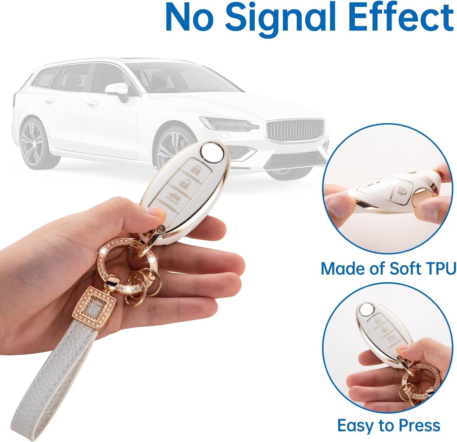 Funda para llavero Nissan con cordón de cuero, funda compatible con Altima Maxima, Murano, Rogue Sentra Sentra 370z Pathfinder Smart Key Protector