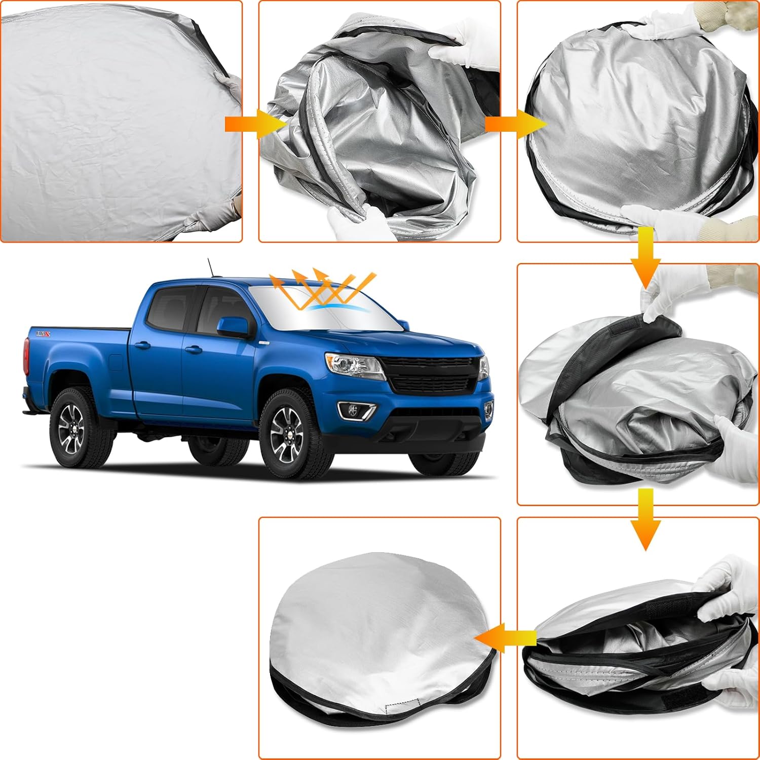 D-Lumina Parasol para parabrisas delantero para Chevy Colorado 2015-2022, parasol plegable para ventana delantera para rayos UV y protección solar