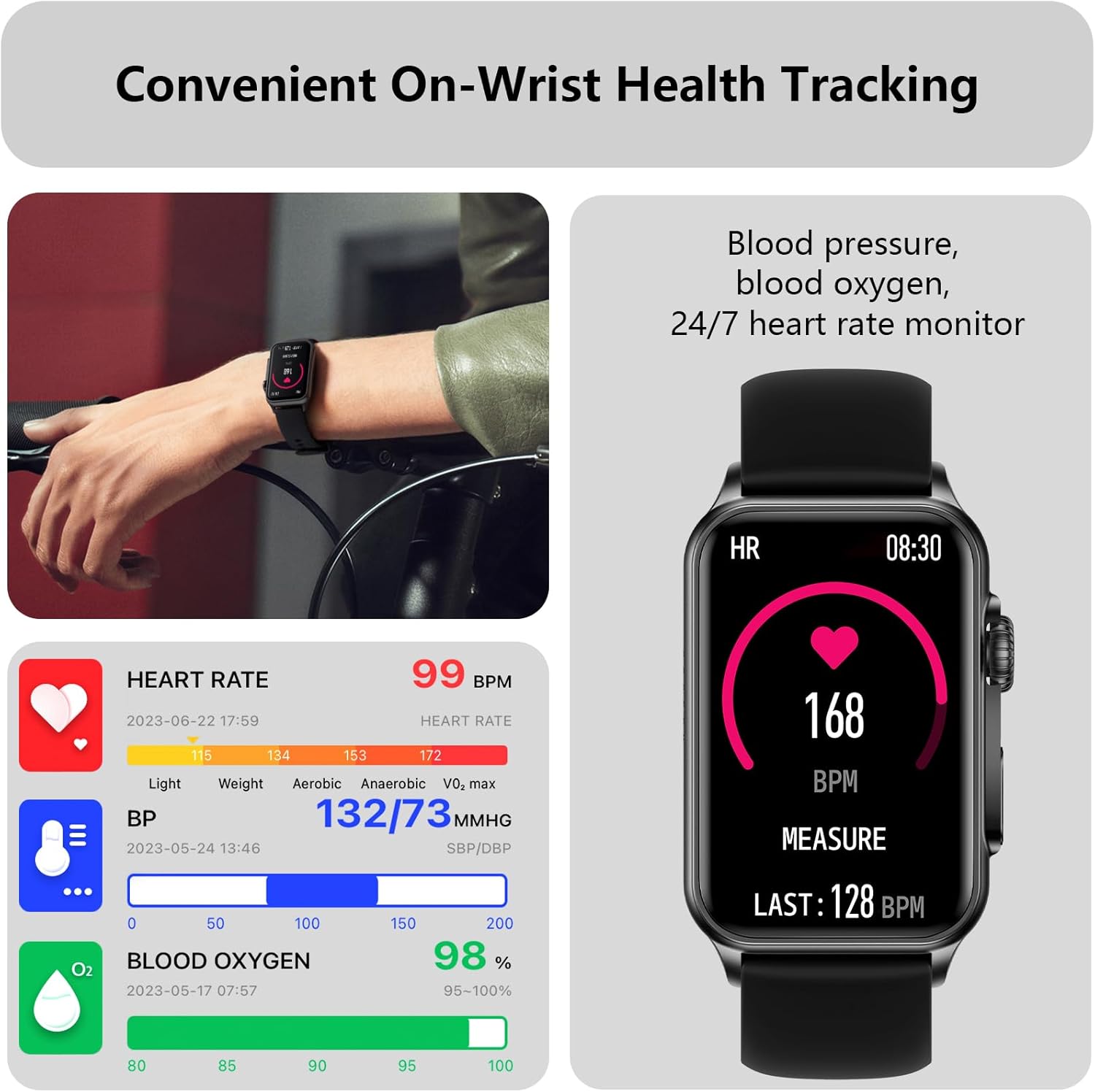 Rastreador de actividad física, contestarhacer llamadas, reloj inteligente con presión arterial, oxígeno en sangre, monitor de frecuencia cardíaca