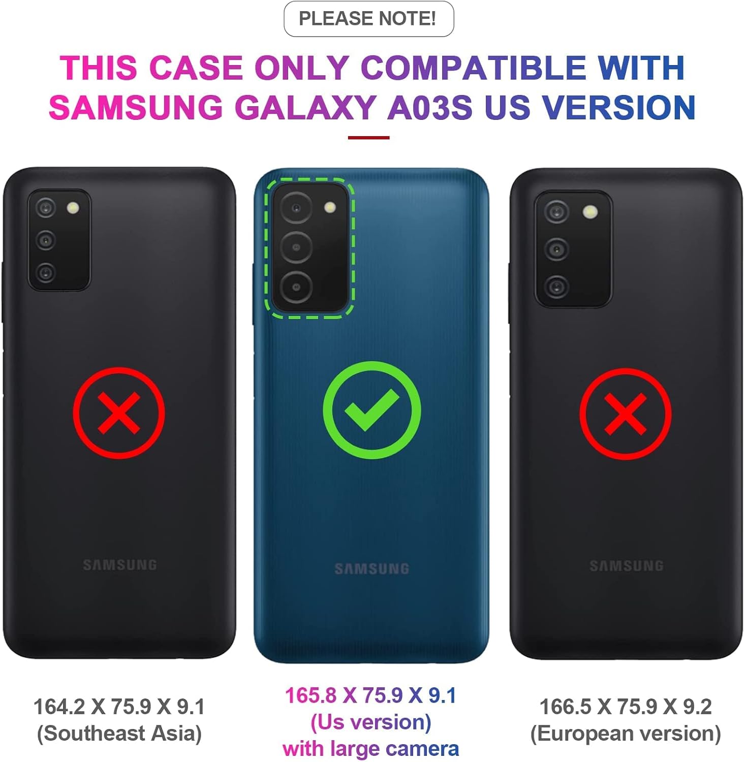 LeYi Funda para Samsung A03s A03s Samsung Phone Case con cubierta deslizante para cámara + 2 paquetes Protector de pantalla de vidrio templado,