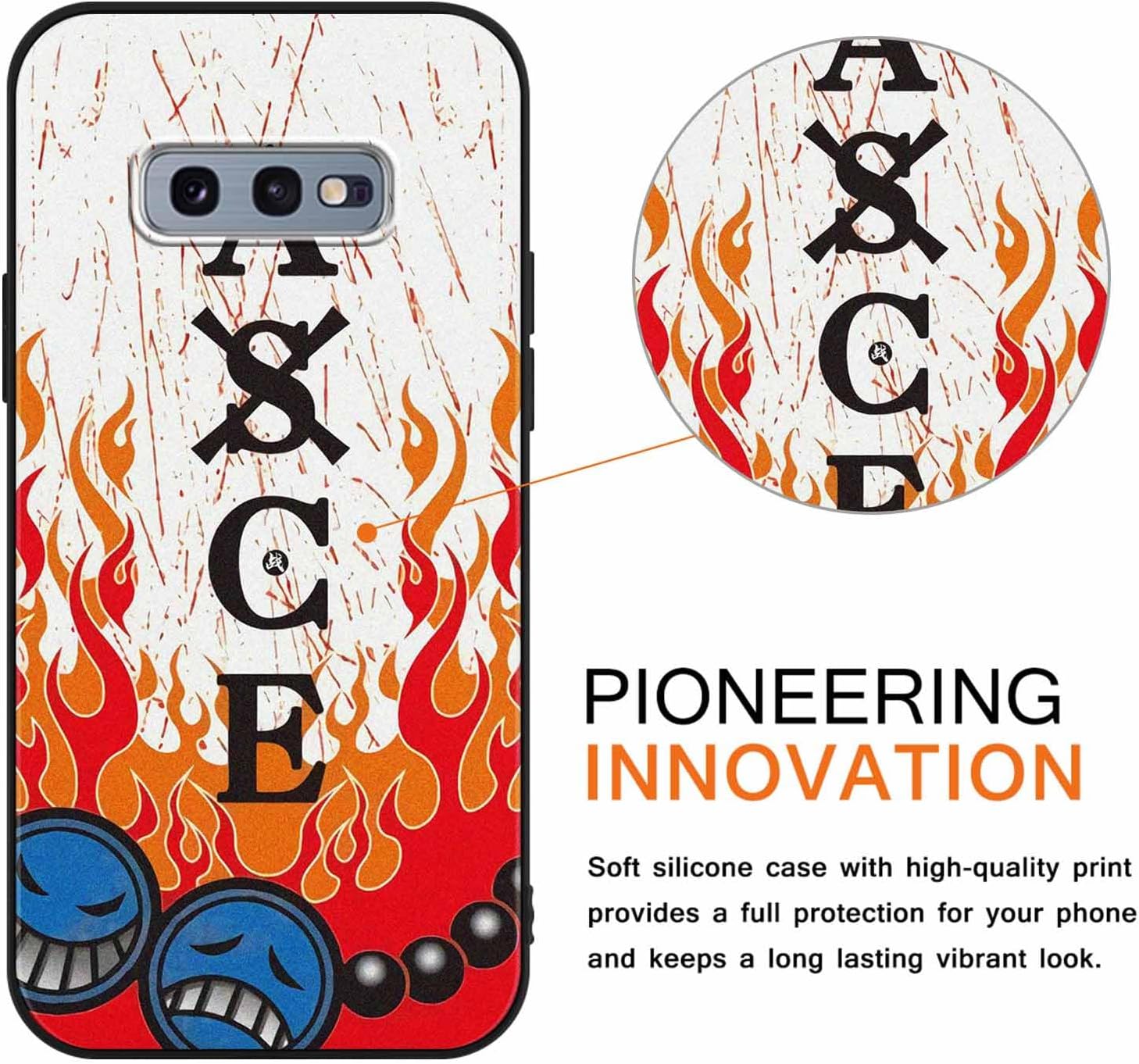 Paquete de 2 fundas de silicona para Samsung Galaxy S10e de 5.8 pulgadas, estampado de personajes de dibujos animados de anime japonés para hombres,