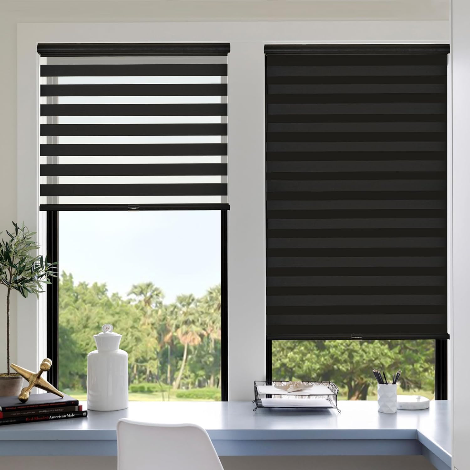 Persianas de ventana de cebra personalizadas, sin cordón, para oscurecer la habitación, persianas enrollables con protección UV, control de luz para