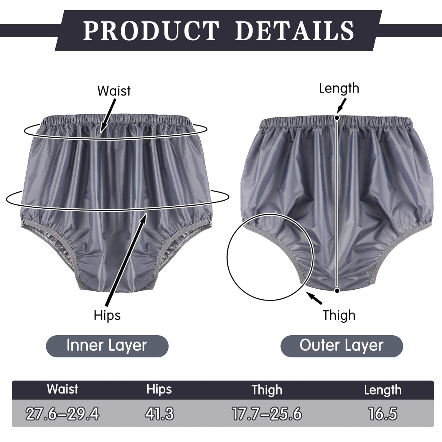 Ropa interior para adultos, a prueba de fugas, para incontinencia, lavable, de bajo ruido, reutilizable, impermeable, pantalones para adultos, para