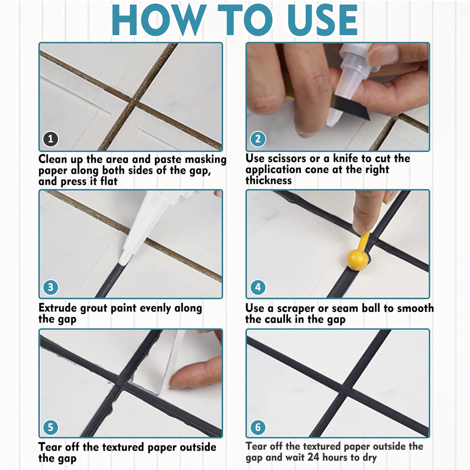 Pintura de lechada, paquete de 2 tubos de llenado de lechada negra, sellador limpiador de lechada para baño, ducha, cocina, azulejos, kit de