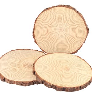 3 piezas de rebanadas de madera natural de 10 a 12 pulgadas, círculos de madera de pino sin terminar con cortezas para posavasos, manualidades, 3 piezas de rebanadas de madera natural de 10 a 12 pulgadas, círculos de madera de pino sin terminar con cortezas para posavasos, manualidades,