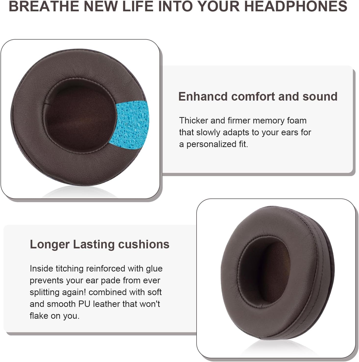 Hesh2 – Almohadillas de repuesto para los oídos, almohadillas de espuma compatibles con auriculares inalámbricos Skullcandy Hesh 2 Hesh 2.0 (marrón)