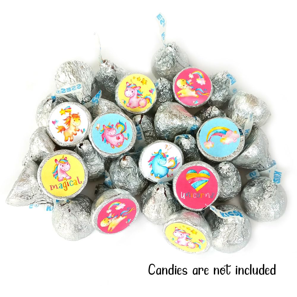 Unicorn Labels for Hershey’s Kisses Chocolates by Adore By Nat – Birthday Baby Shower Party Favor Stickers – Set of 240