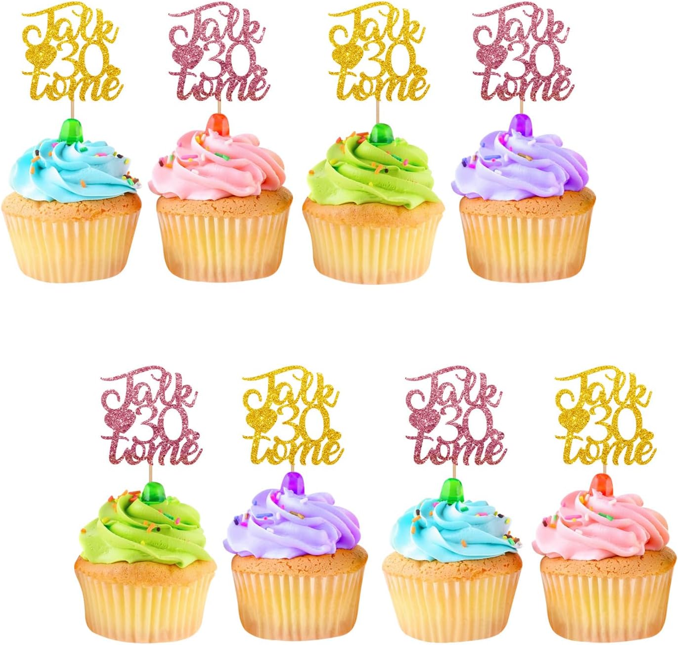 24 adornos para cupcakes de Talk 30 To Me para cumpleaños de 30 años, decoración de cupcakes de feliz cumpleaños de 30 años, decoración de pastel de