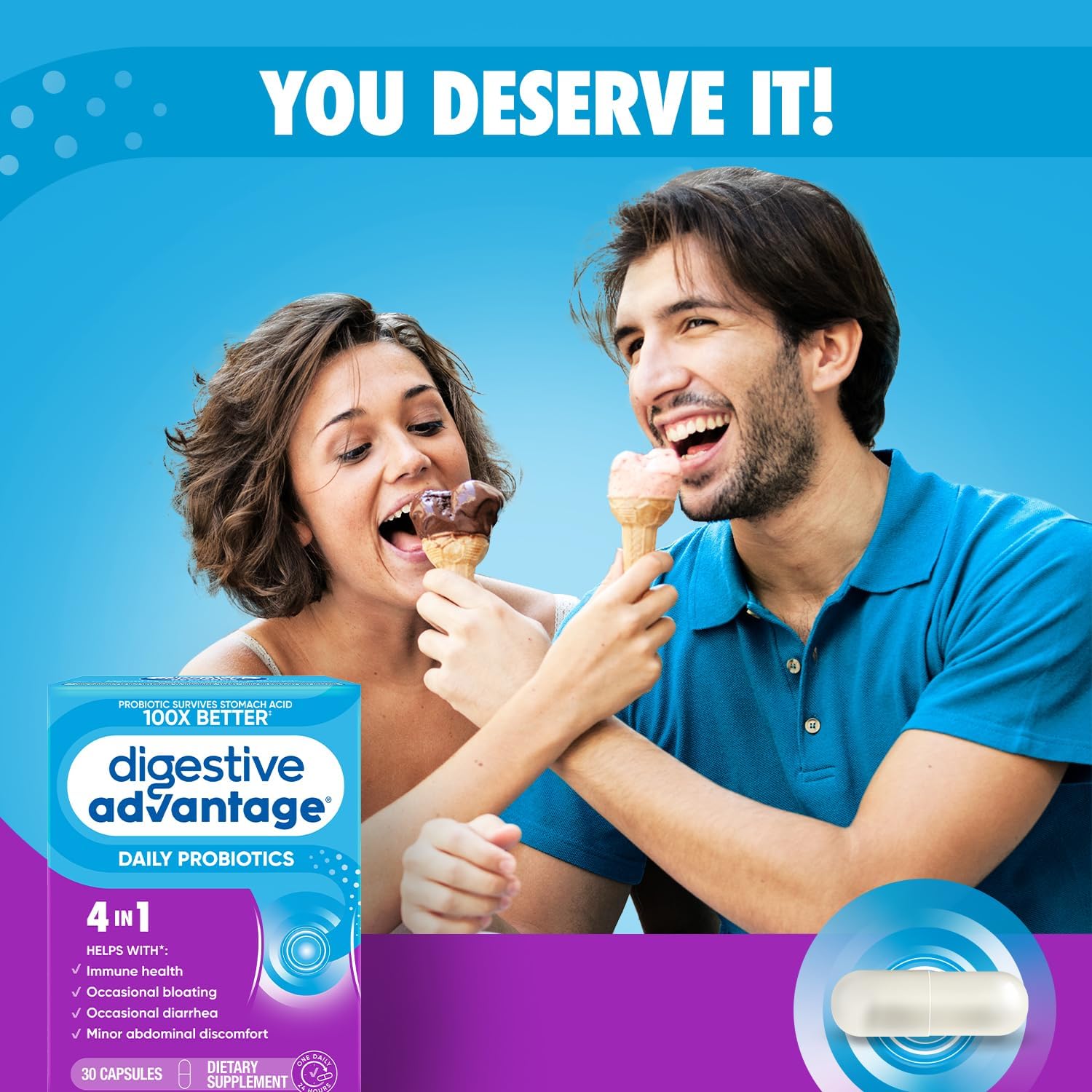 Digestive Advantage probiótico diario, 30 cápsulas (Paquete de 3)