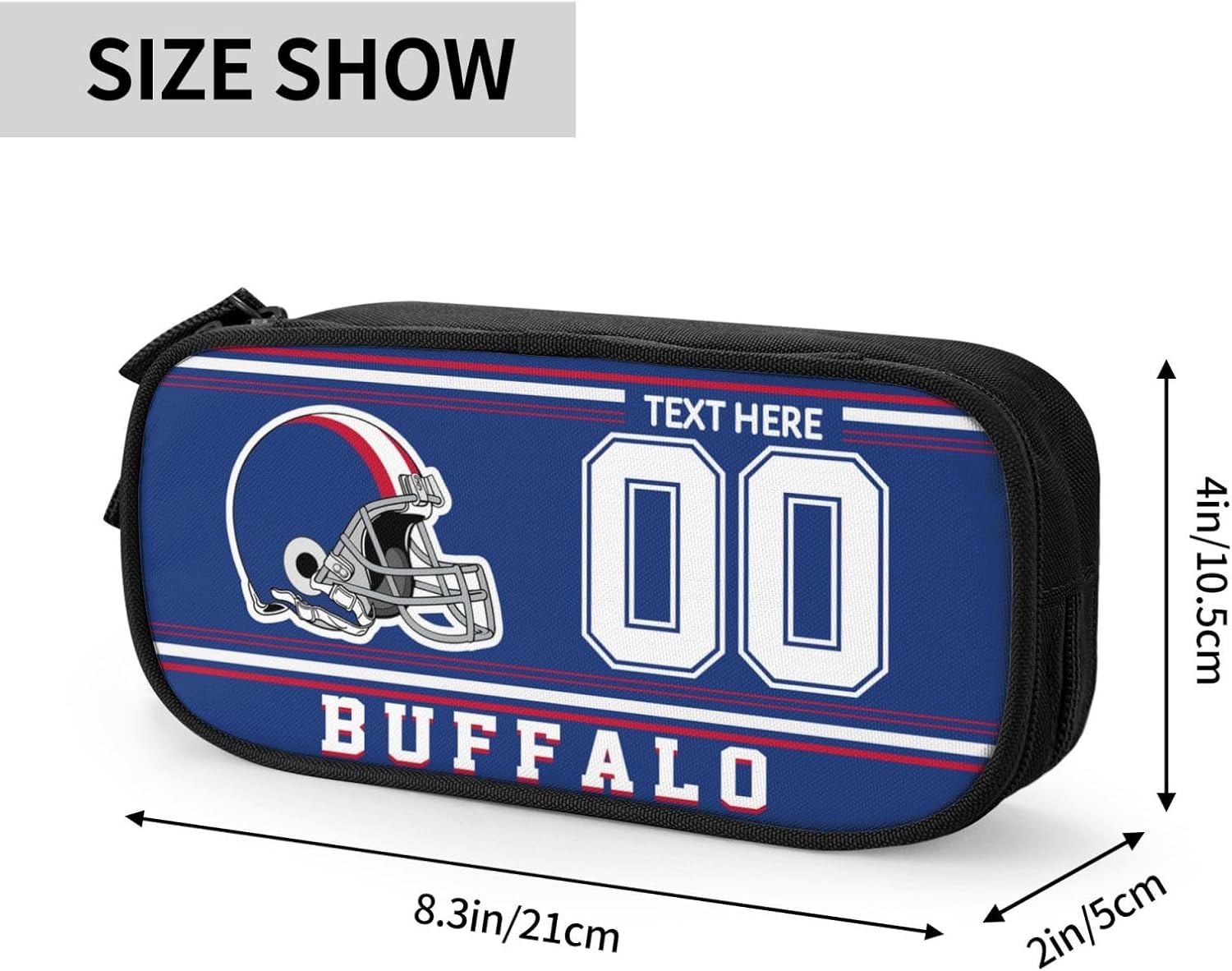 Midkepf Estuche para lápices de búfalo, caja de lápices personalizada con nombre y número, estuche personalizado de estilo de fútbol, estuche de
