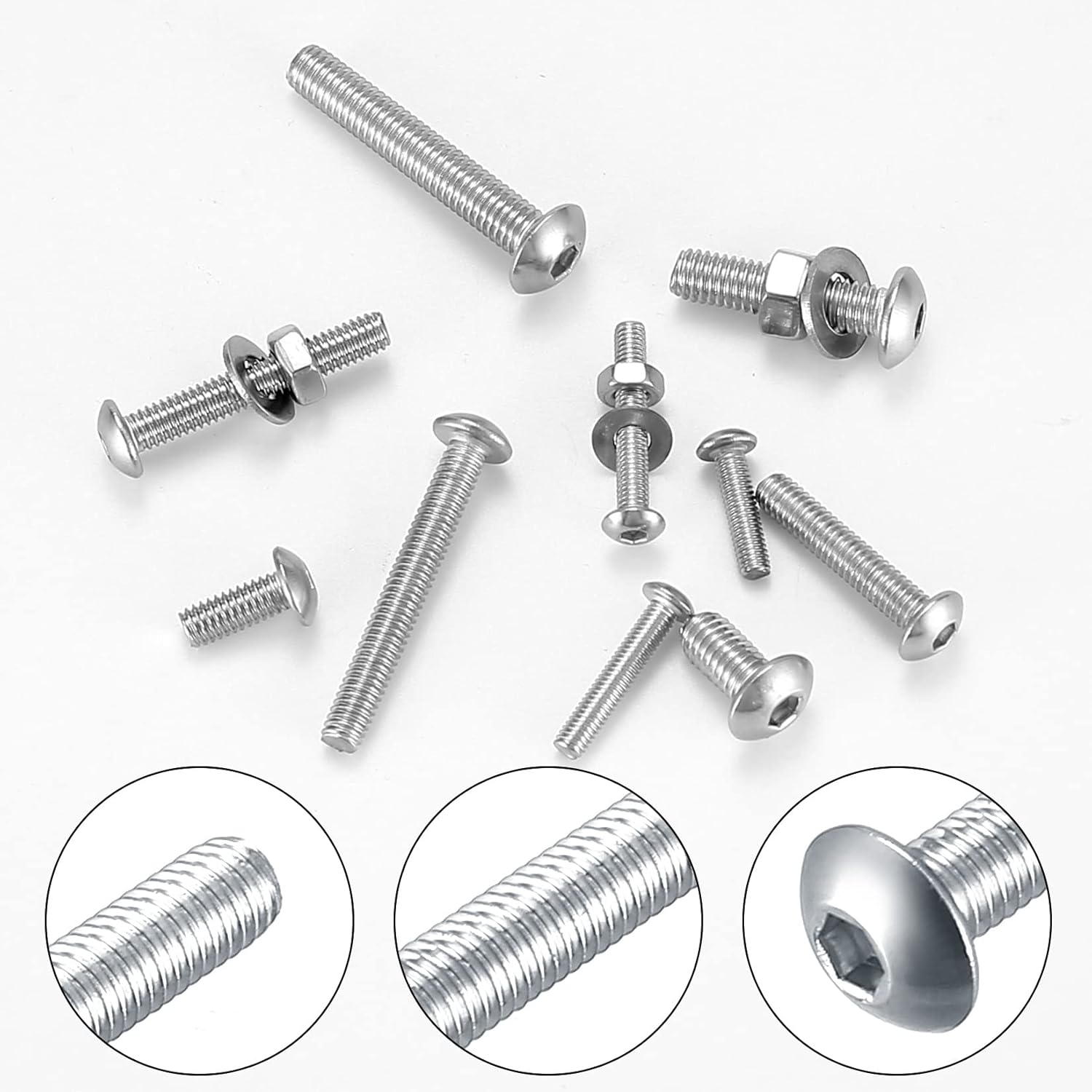 Juego surtido de 300 tornillos y tuercas y arandelas planas, tornillos de cabeza hexagonal de acero inoxidable M3M4M5, tornillos y arandelas de