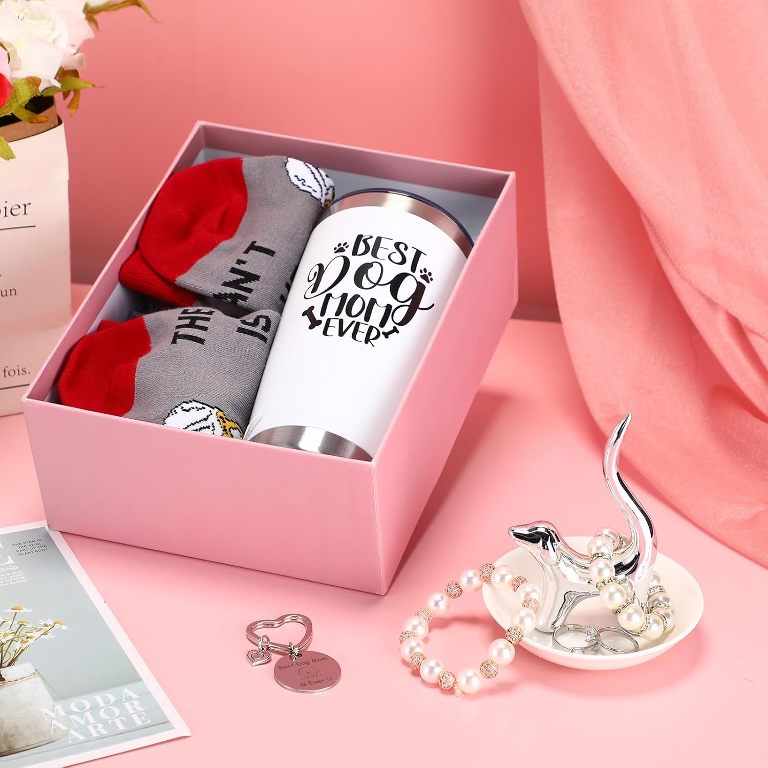 Regalos de Navidad para mamá, regalos para mujeres, regalos para la mejor mamá del perro, incluyendo tazas de viaje de 20 onzas, vaso, amante de los
