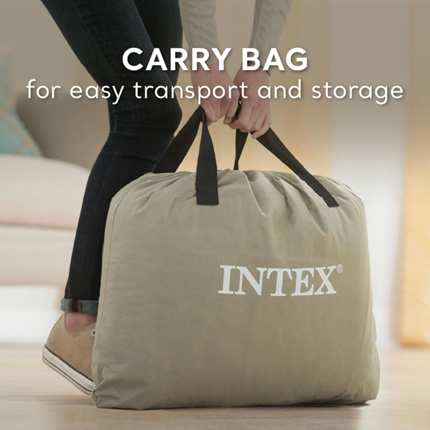 Intex Dura Beam Plus Prime Comfort Fiber-Tech – Colchón de aire para el hogar con tecnología elevada con bomba eléctrica integrada, tamaño Queen