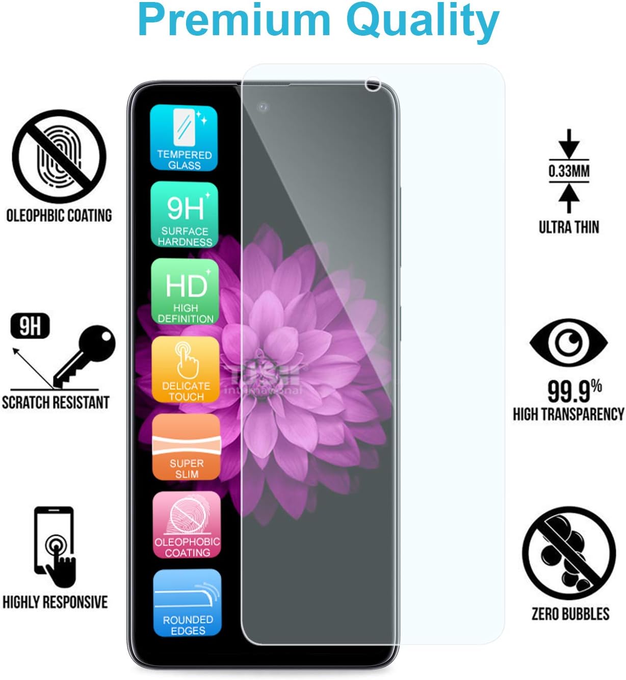 TJS Funda compatible con Samsung Galaxy A51 5G (no compatible con Galaxy A51 4G), con protector de pantalla de vidrio templado, anillo de metal,