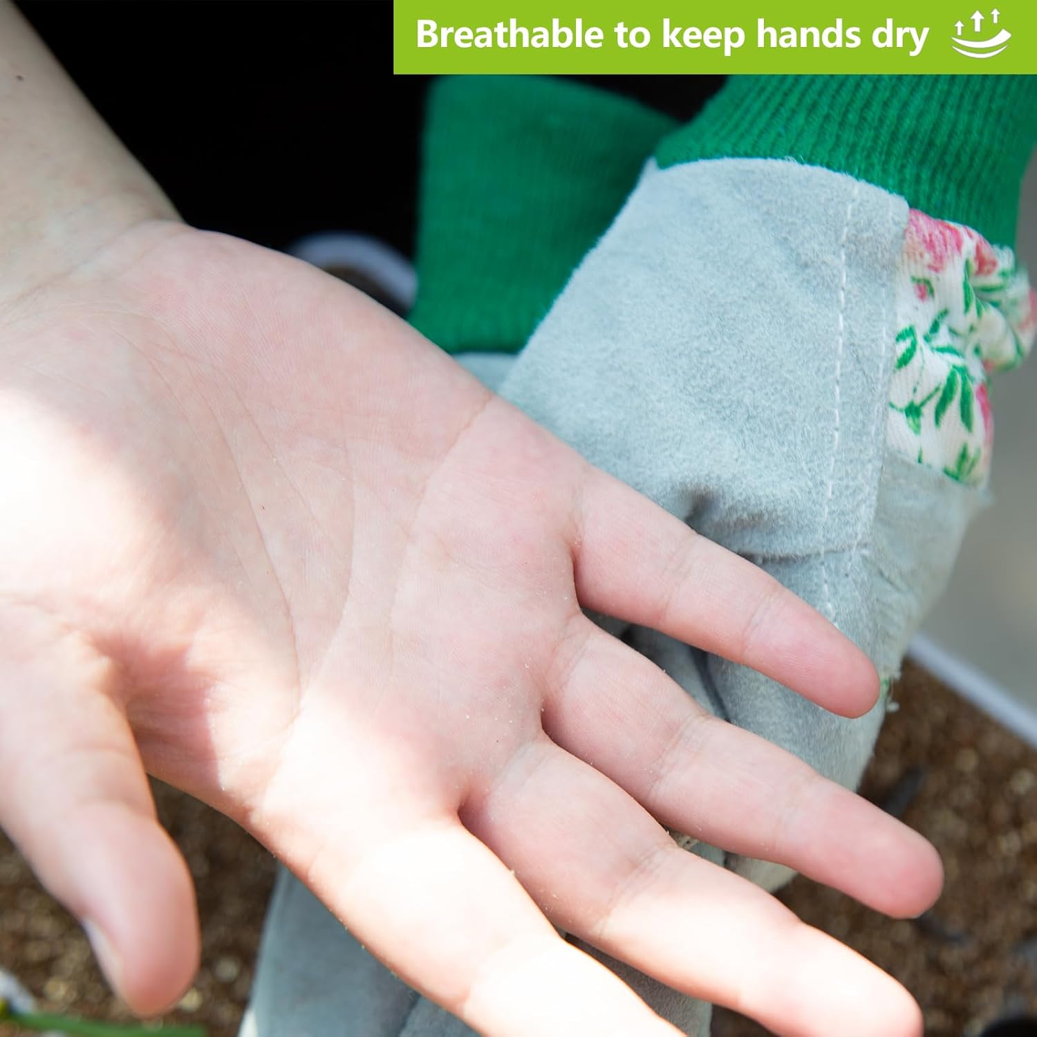 Leather Gardening Gloves for Weeding Working Women, Strong Grip Thorn Proof Gloves Non-Slip