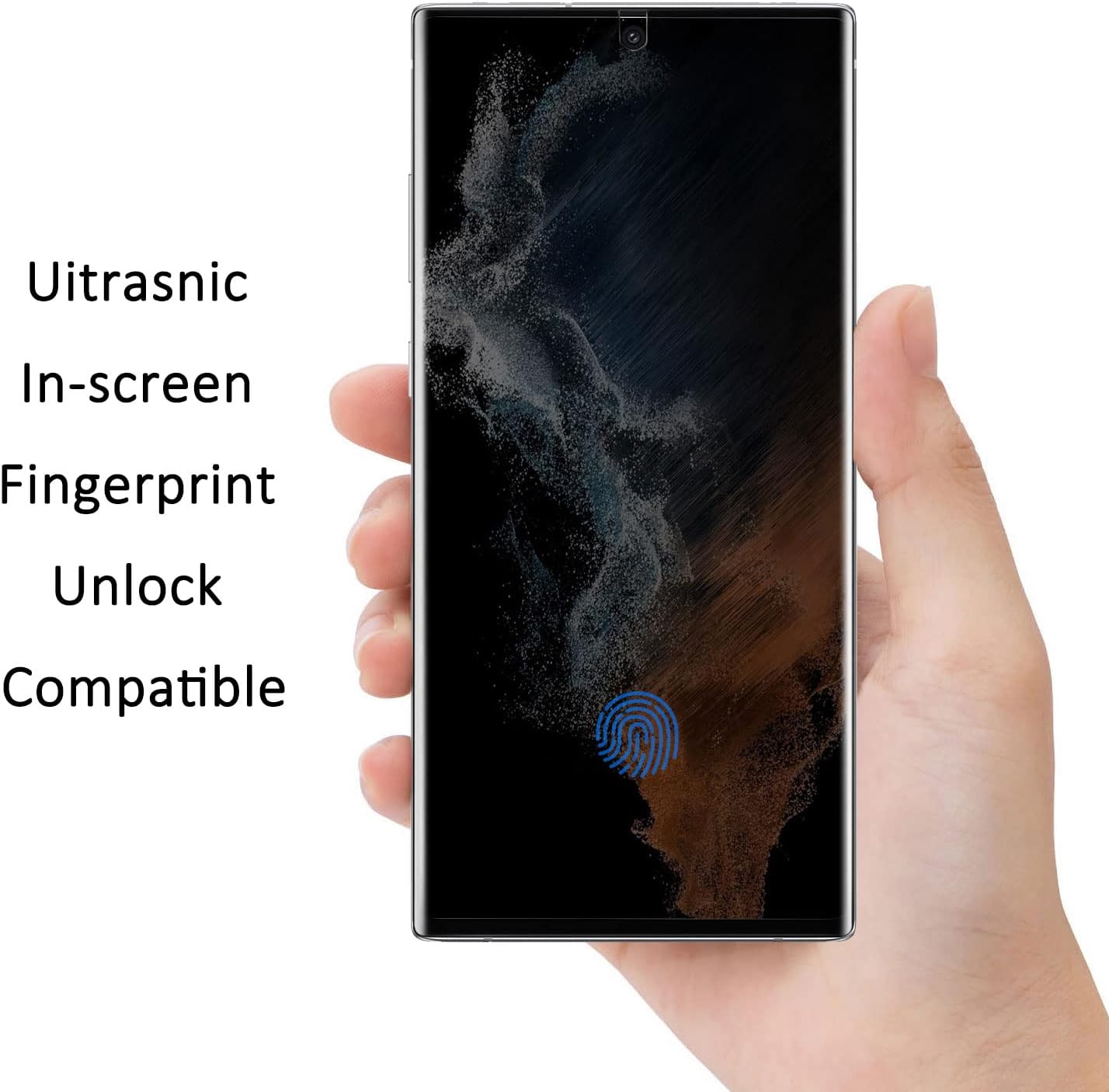 Protector de pantalla de privacidad para Galaxy S22 Ultra, antiespía, compatible con fundas, cobertura completa, soporte para desbloqueo en