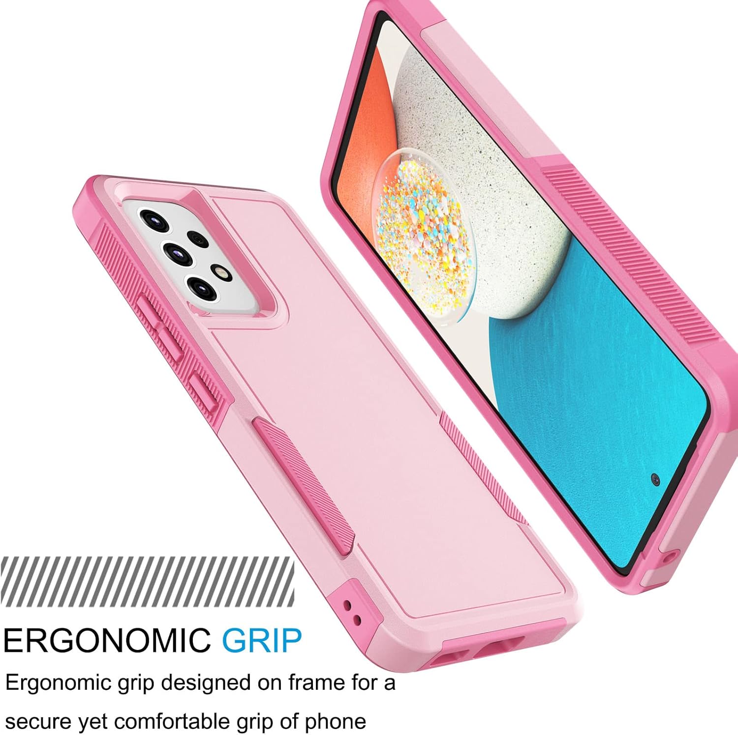 Tekcoo Funda para Galaxy A53 5G  SM-A536  2 protectores de pantalla de vidrio templado  Parachoques texturizados antideslizantes prueba de caídas de