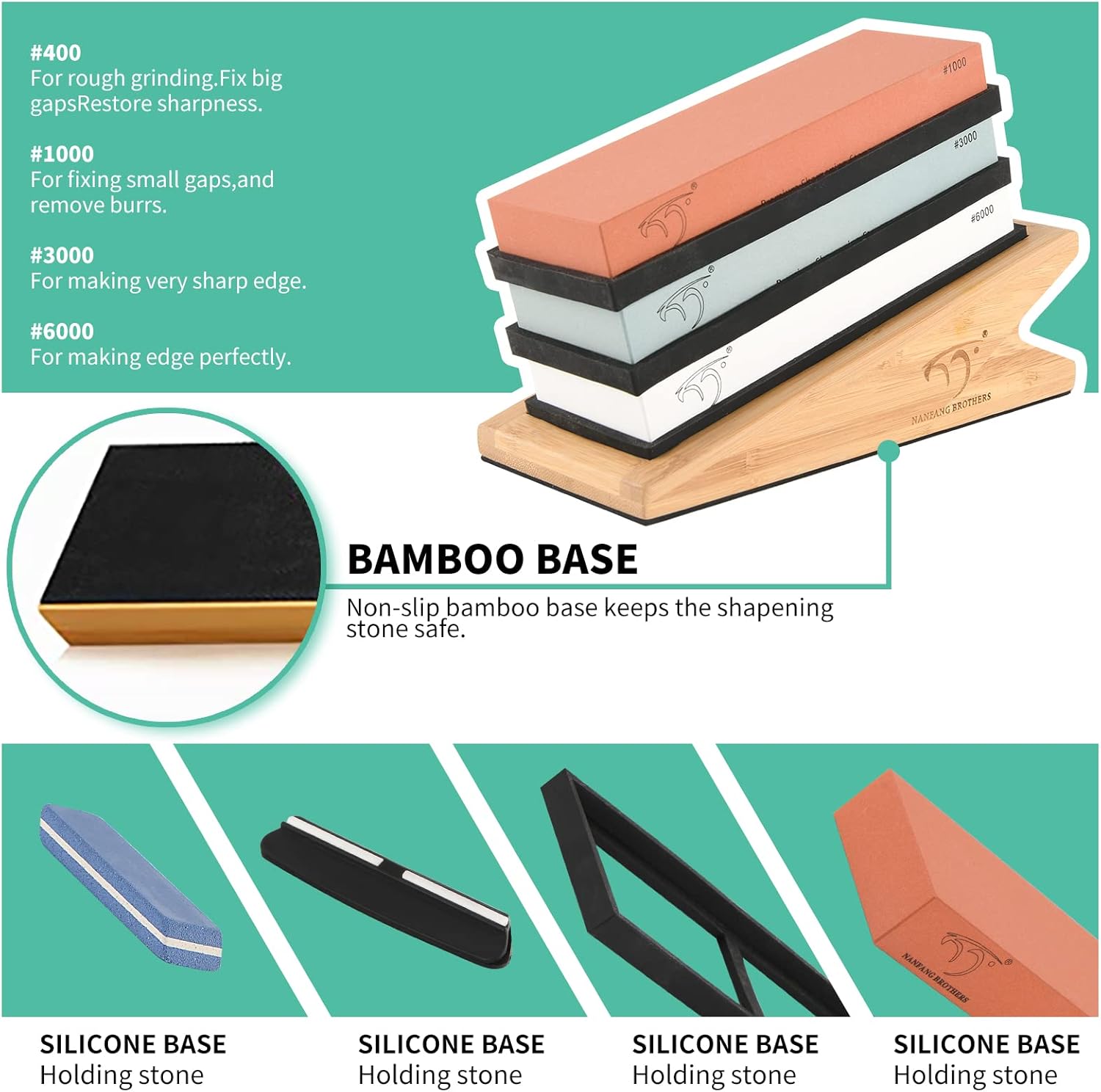 NB-MDS007-new NANFANG BROTHERS Sharpening Stone, kit profesional de afilado de cuchillos de piedra de afilar, piedra de afilar de grano 1000
