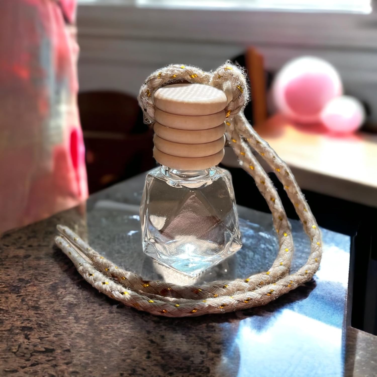 Hanging Fragrance Diffuser (Cotton Candy)  HANDMADE Cute Car Accessory  Long-Lasting Scent  Air Deodorizer, Freshener