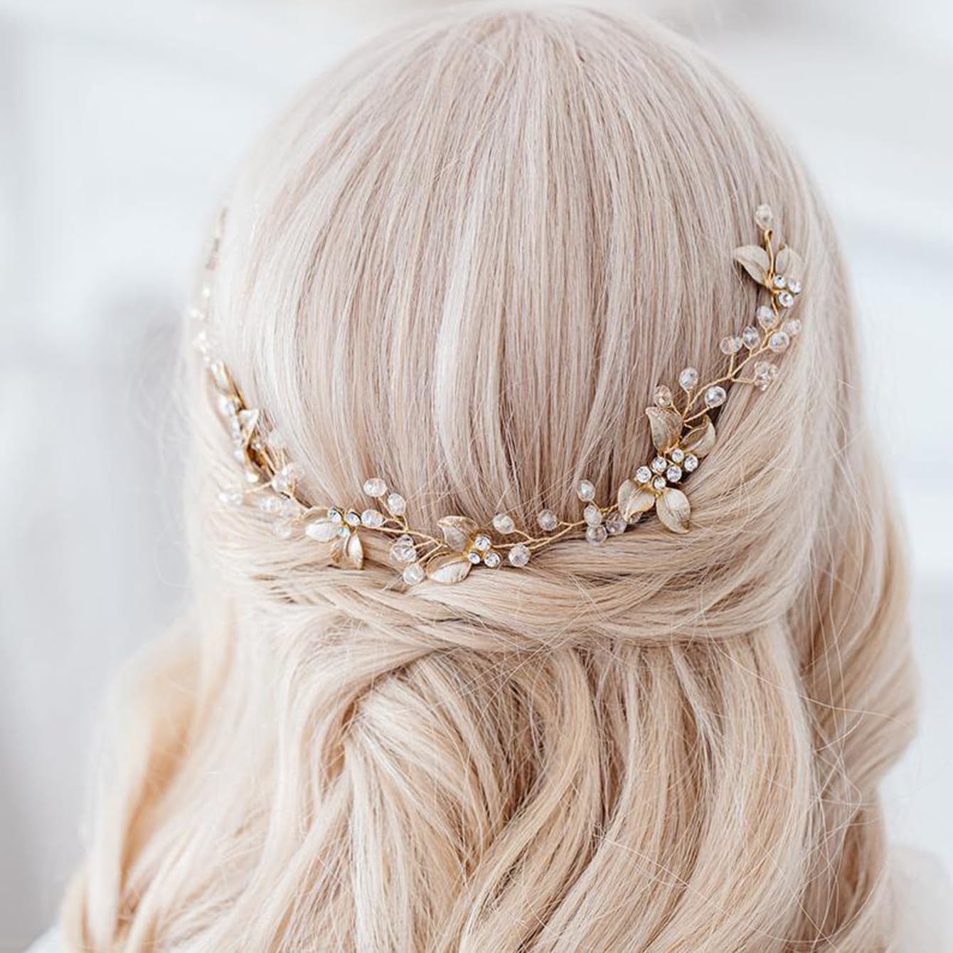 Accesorios para el cabello de novia para boda, diadema de flores de diamantes de imitación hecha a mano, horquilla de cristal para peinados