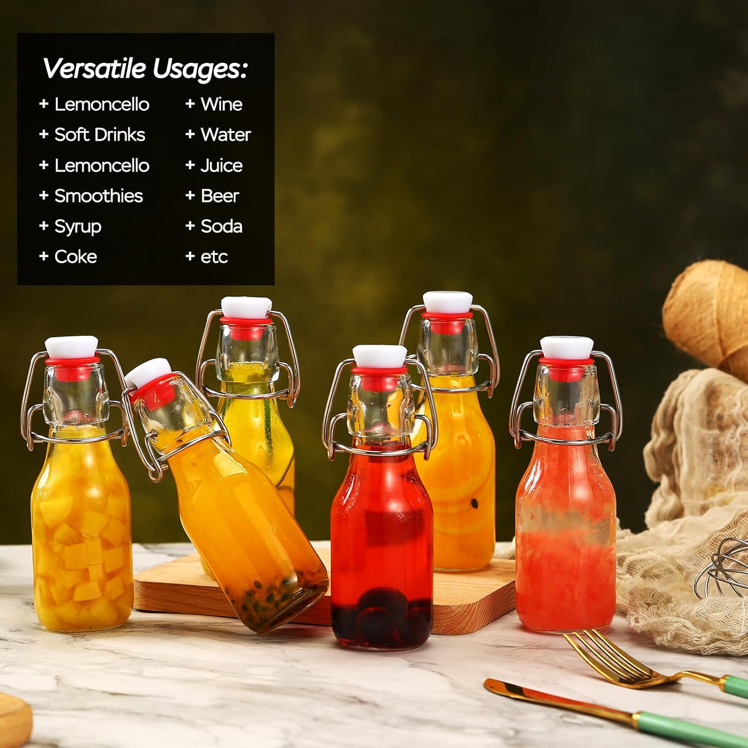 12 Pack 4 oz Swing Top Glass Bottles,Flip Top Glass bottles with airtight Caps for Home Brewing Beer,Kombucha,2nd