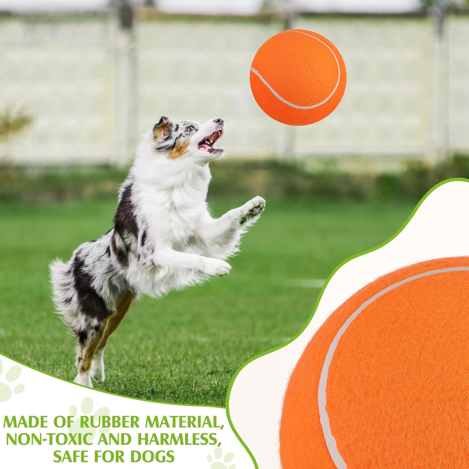 Paquete de 4 pelotas de tenis gigantes inflables para perros de 9.5 pulgadas, pelota de goma grande para interiores y exteriores, pelota de tenis