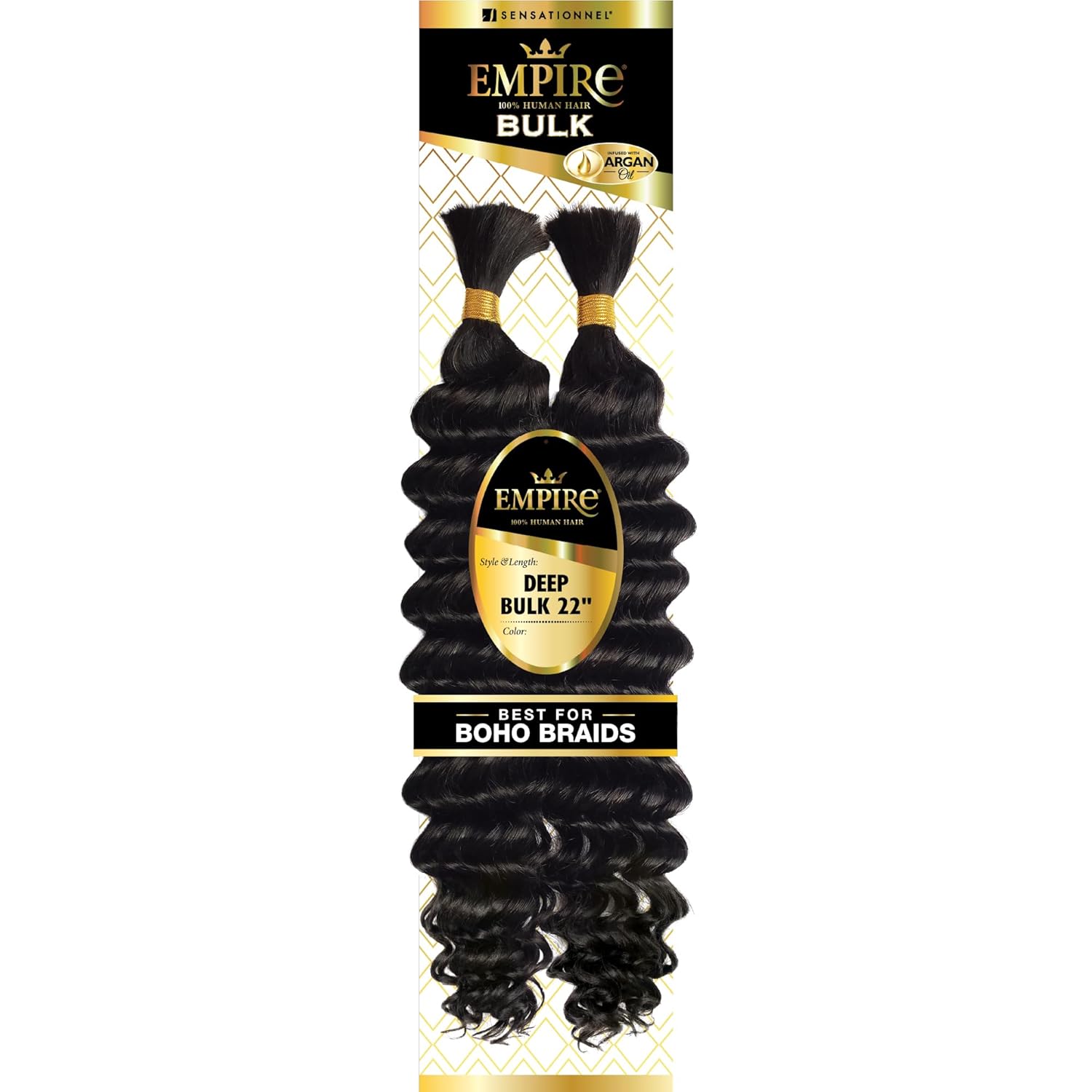 Sensationnel Empire – Cabello trenzado a granel, cabello humano Empire Deep Bulk de 22 pulgadas con para trenzas bohemias sin nudos u ondas sueltas