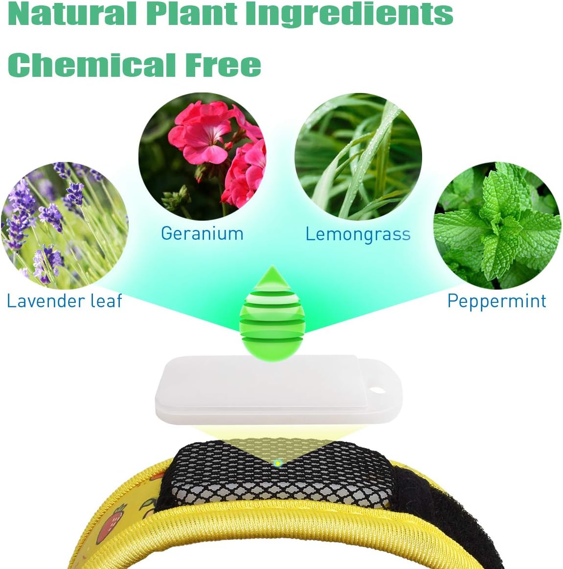 Paquete de 2 pulseras de mosquitos con 4 repuestos de aceites esenciales, pulseras impermeables para niños y adultos, cierre natural sin Deet,