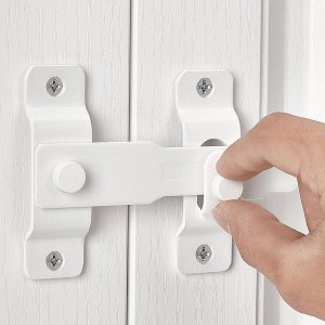 INIRET Paquete de 2 pestillos para puerta de granero, 4.33 x 3.23 pulgadas, acero inoxidable blanco mate, cerraduras de puerta abatible, cerradura INIRET Paquete de 2 pestillos para puerta de granero, 4.33 x 3.23 pulgadas, acero inoxidable blanco mate, cerraduras de puerta abatible, cerradura