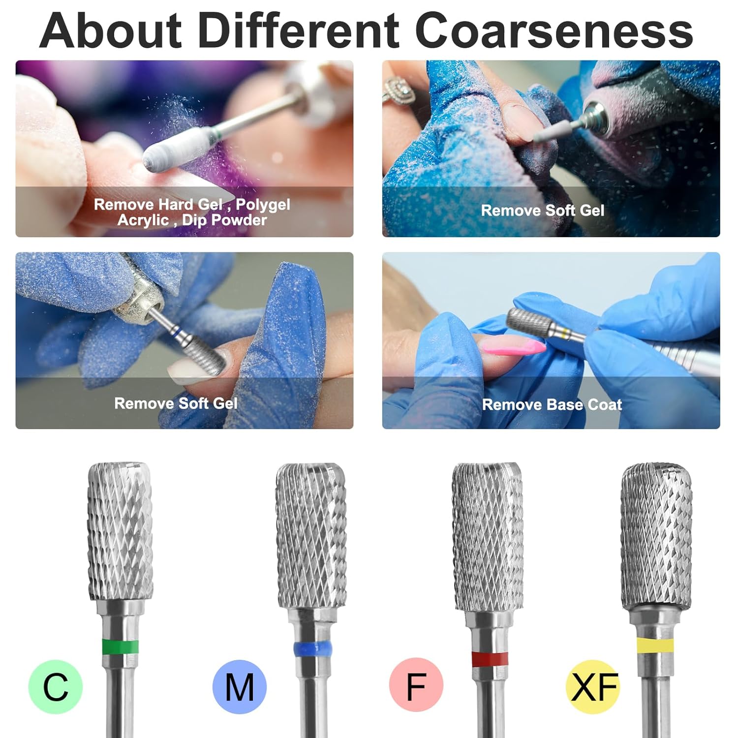 Brocas de uñas de seguridad, brocas de carburo de 332 pulgadas, broca profesional para taladro de uñas, adecuadas para manicura, pedicura, cutícula,