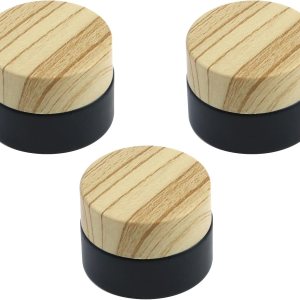 Recipientes pequeños vacíos de vidrio negro para cosméticos con tapas, tarros redondos de viaje esmerilados con forros internos, frascos de muestra, Recipientes pequeños vacíos de vidrio negro para cosméticos con tapas, tarros redondos de viaje esmerilados con forros internos, frascos de muestra,