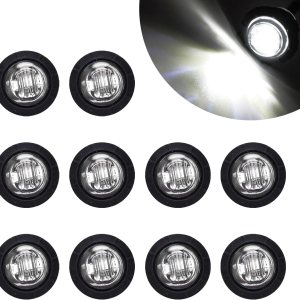 10 luces LED redondas de 34 de pulgada y 12 V para camión, luz indicadora de señal de marcador lateral en miniatura, luz LED de cristal de hueco, 10 luces LED redondas de 34 de pulgada y 12 V para camión, luz indicadora de señal de marcador lateral en miniatura, luz LED de cristal de hueco,