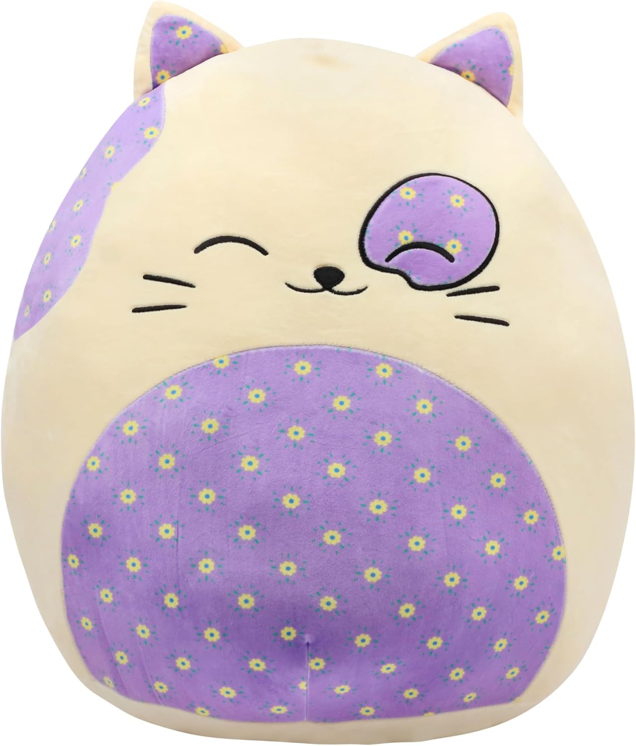 Almohada grande de felpa de gato de 20 pulgadas con vientre floral, lindo juguete de peluche suave para abrazar, animal de peluche gigante, regalo