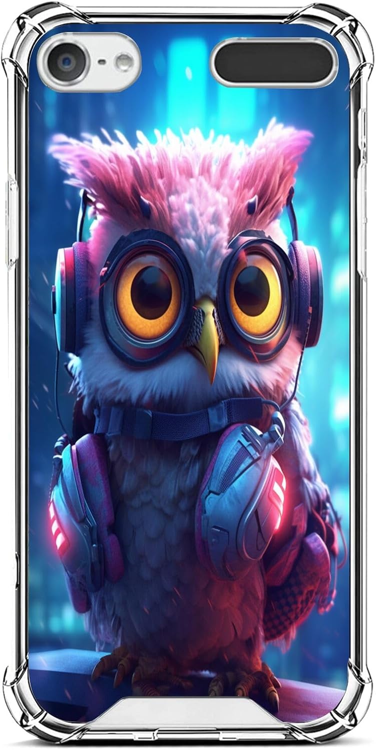 Funda transparente para iPod Touch 567 Owl-aa20 Funda protectora de silicona transparente para iPod Touch 567 a prueba de golpes con cuatro esquinas