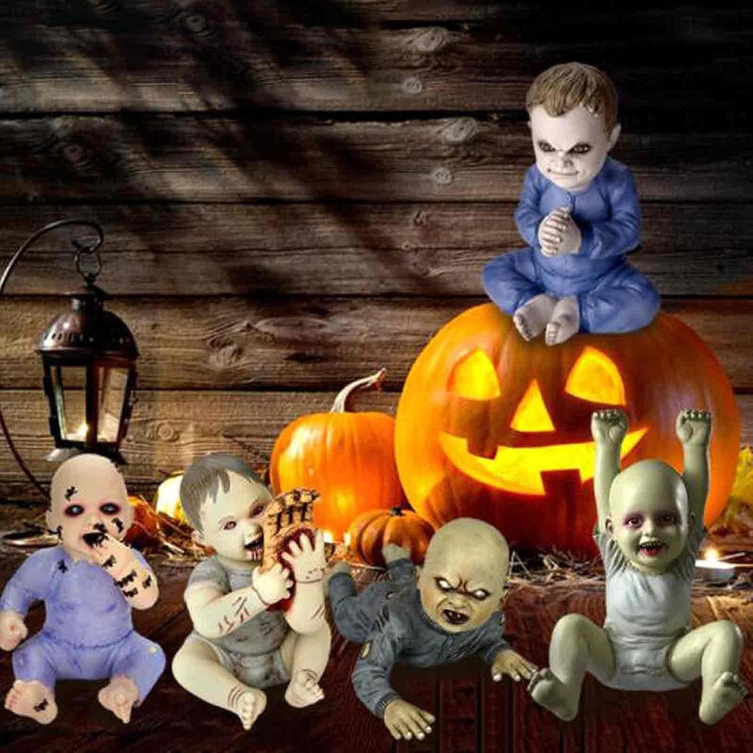 Adornos de bebé zombi de Halloween, decoración de muñeca elfo de Navidad, muñeca fantasma aterradora, decoración de casa embrujada de Halloween,