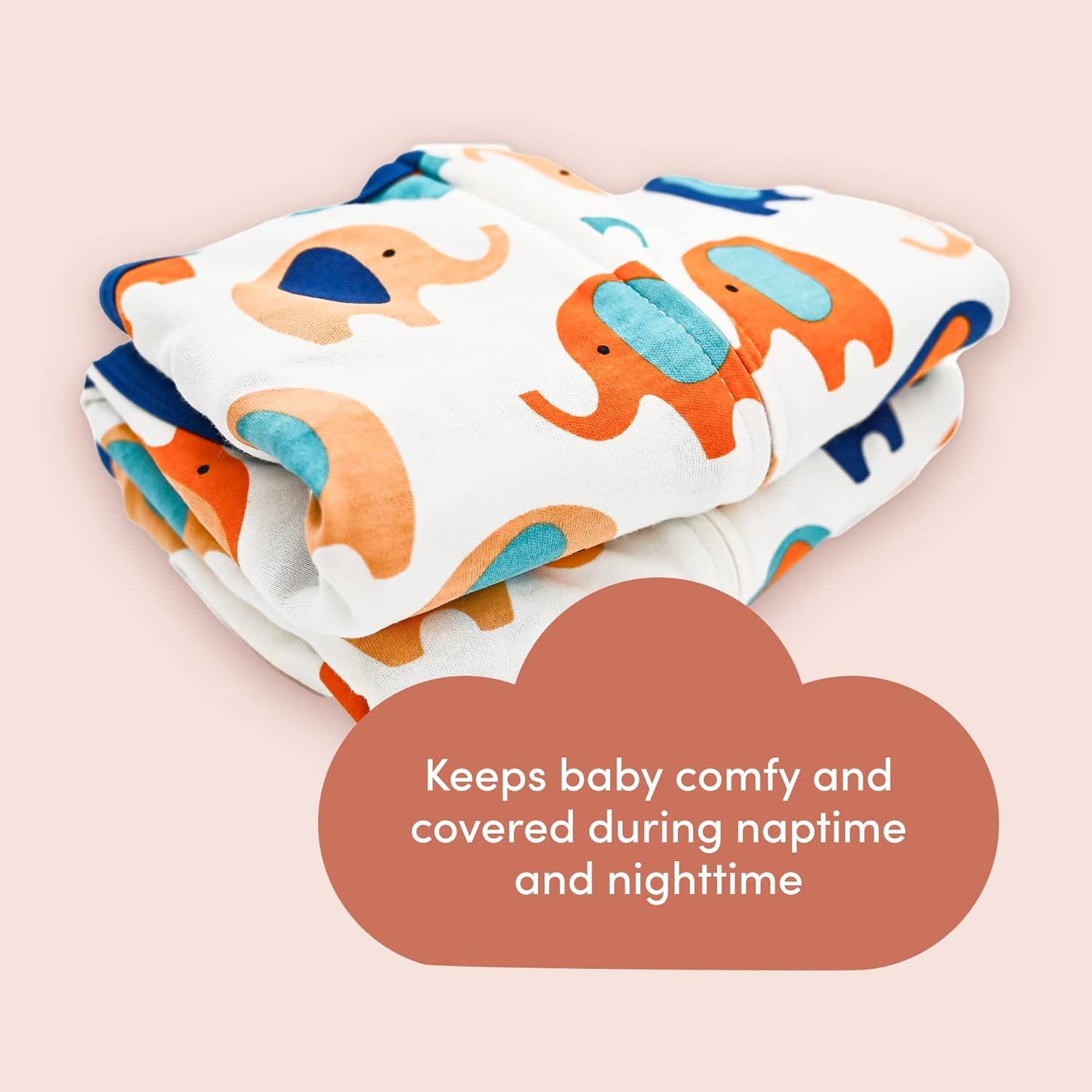 SleepingBaby Zipadee-Zip – Manta para bebé de 6 a 12 meses, manta de transición con cremallera, comodidad – Elefante azul y naranja, talla M
