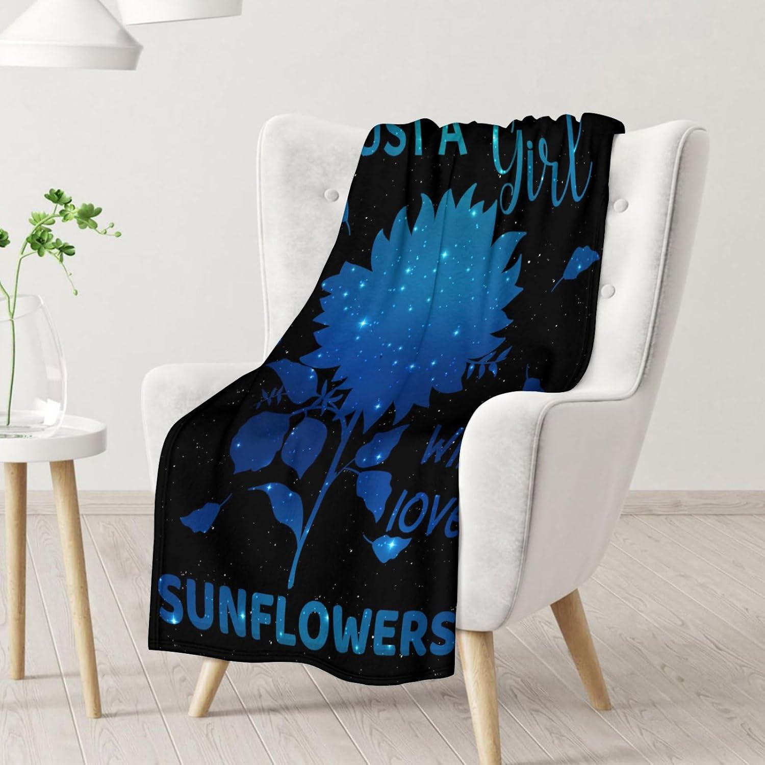 Manta de girasol para regalar  Manta estética de 50 x 60 pulgadas para mujeres y niñas, manta negra de felpa suave para cama, sofá, sofá