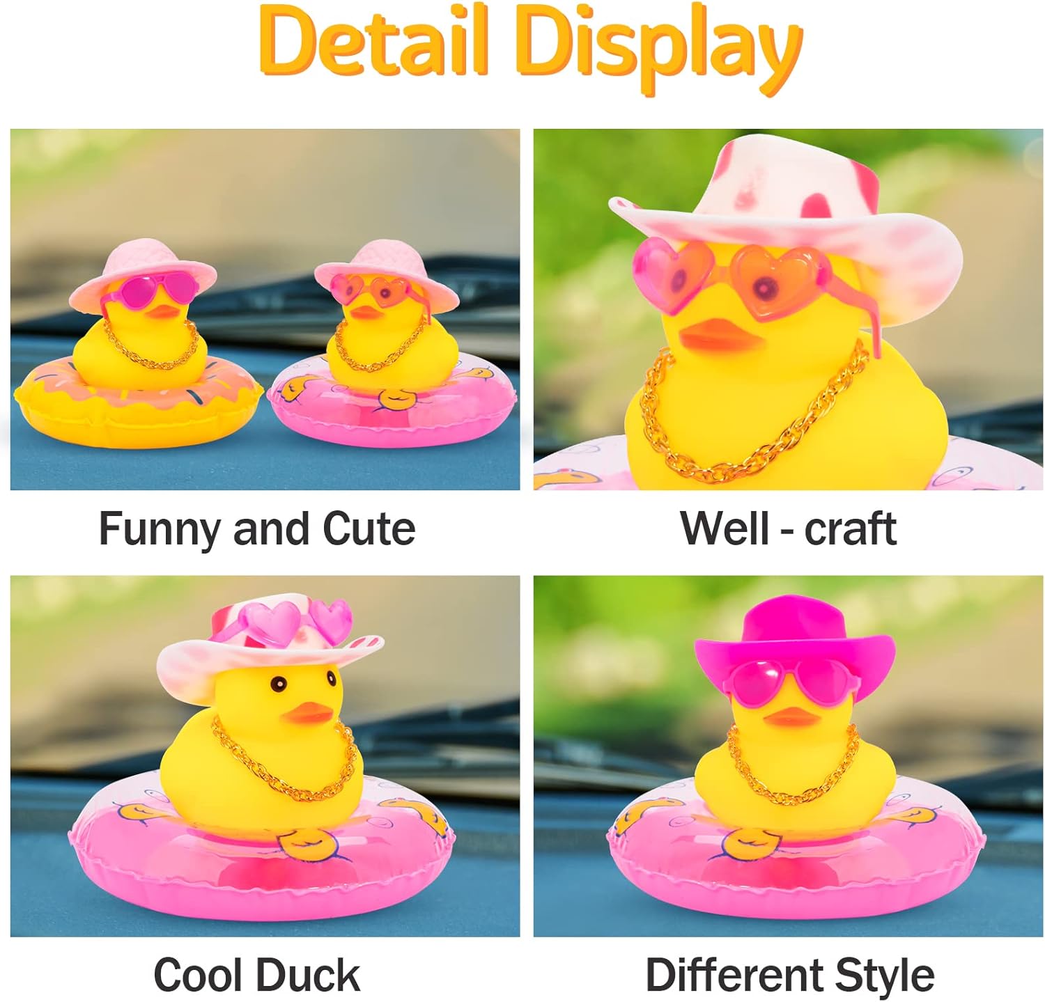wonuu Decoración de pato de goma para automóvil, adorno para tablero de automóvil, accesorios de decoración de tablero de automóvil, accesorios de