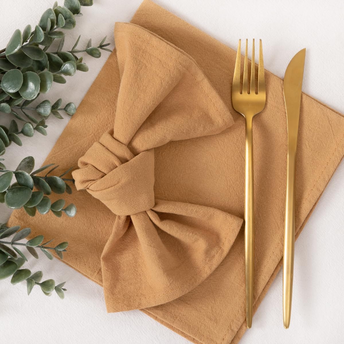 Socomi Servilletas de lino de color caramelo, para Pascua, primavera, juego de 10 servilletas de algodón lavables a granel de 17 x 17 pulgadas para