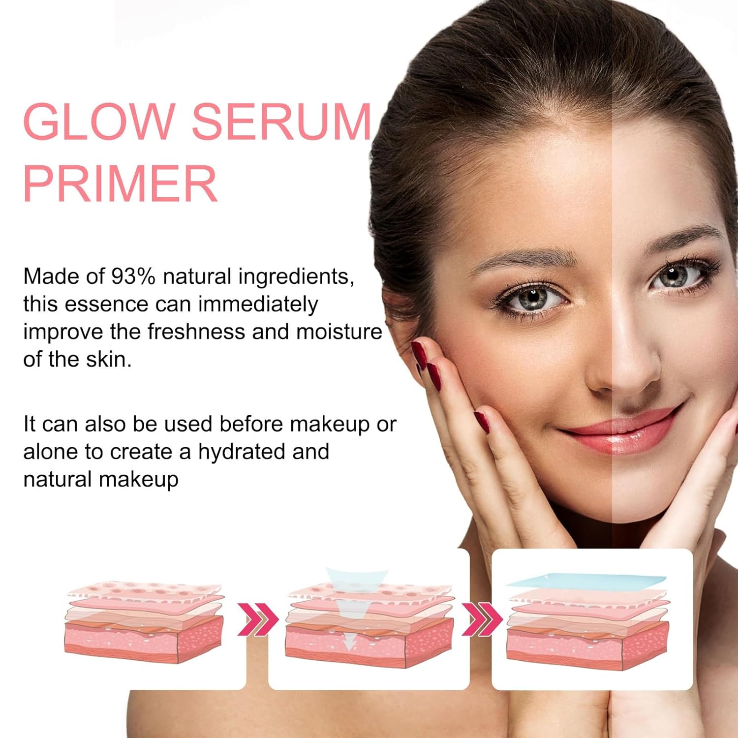 Essence Glow Serum, Essence Watermelon Glow Serum, Essence Good Stuff Glow Serum Primer, ilumina la piel, adecuado para hidratar todo tipo de piel