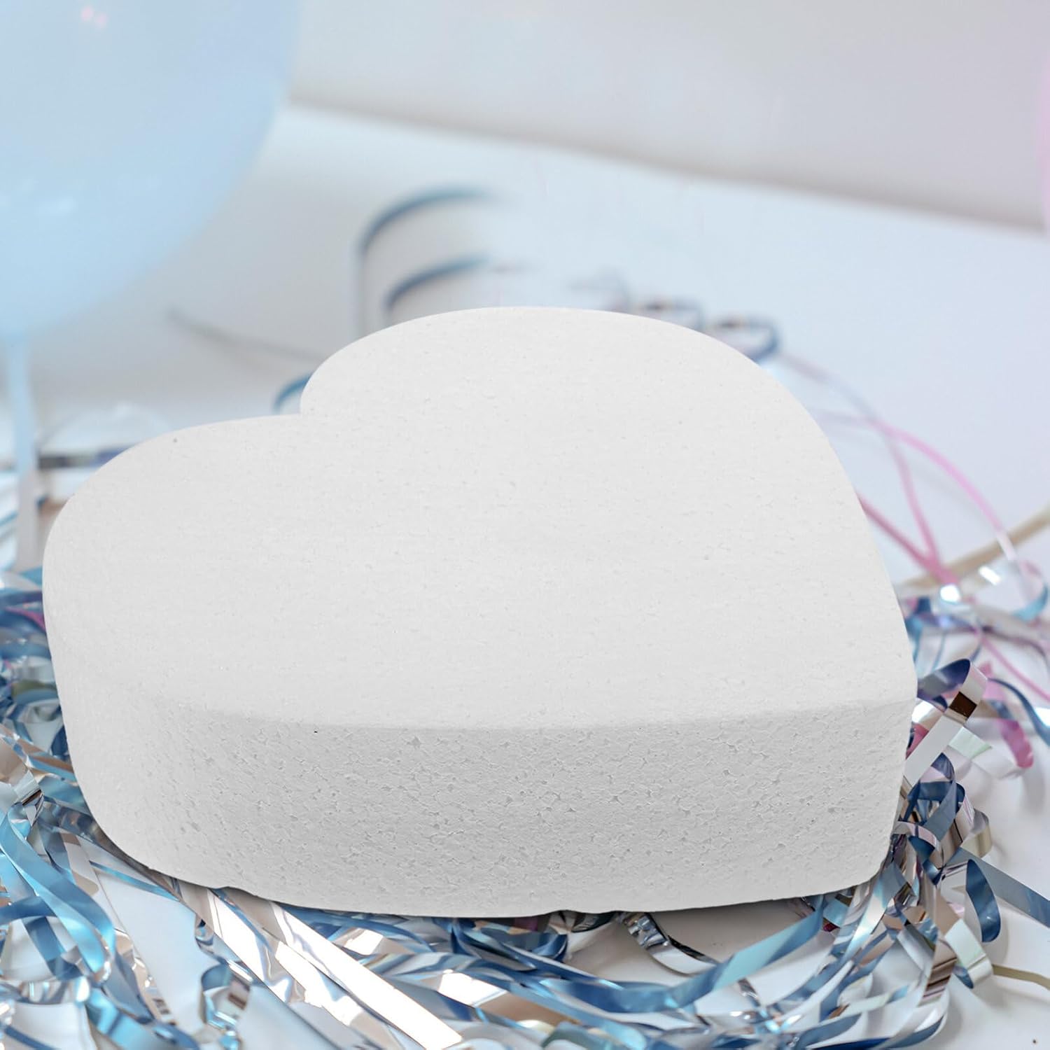 Luxshiny Pastel de espuma para pastel de espuma de 8 pulgadas, modelos falsos en forma de corazón, 2 piezas de embrión de poliestireno, adorno para