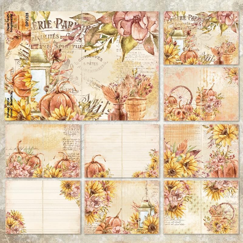 A5 tamaño otoño Acción de Gracias tema de cosecha álbum de recortes, álbum de recortes, papel de álbum de recortes, papel para hacer tarjetas de