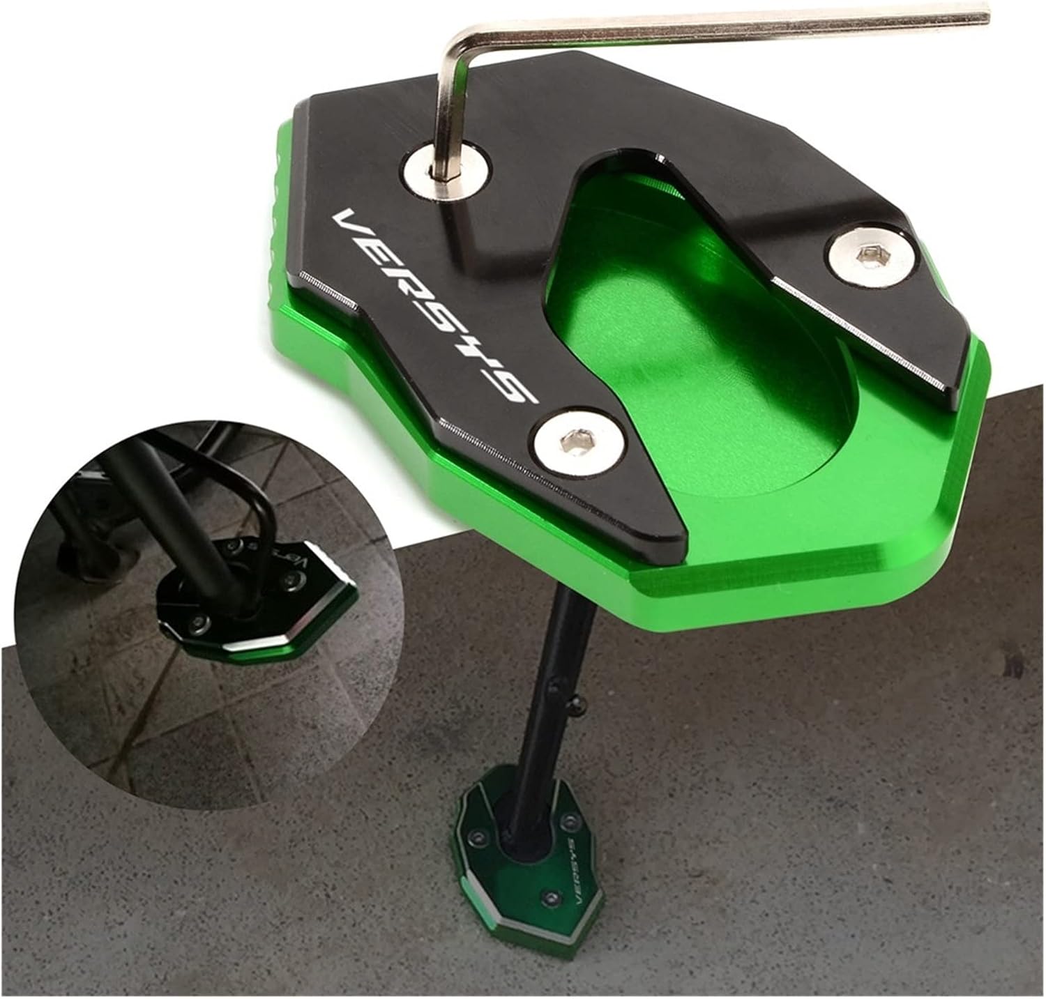 LCCDZ Kickstand Foot Side Stand Extension Pad Support Plate Compatible with Kawasaki Versys1000 VERSYS 1000 SE VERSYS X300 VERSYS X250 Accessories